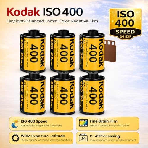 Kodak Ultramax 400 35mm Film Roll 24 Exp 6 Rolls with Sturdy Tiger Case - Image 2