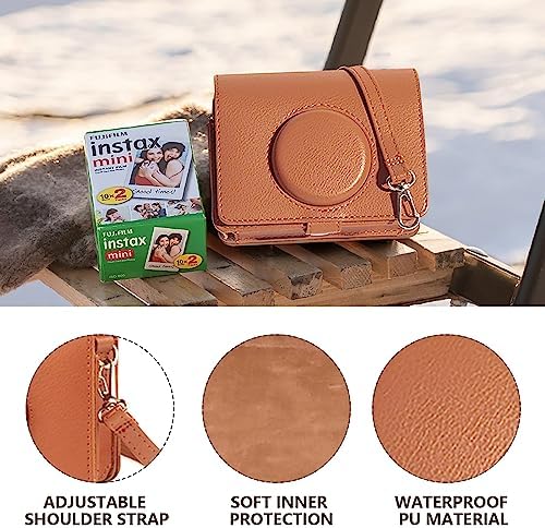 CAIYOULE Camera Case for Fujifilm Instax Mini EVO Instant Camera, Brown - Image 4