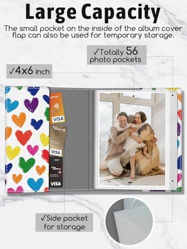 Photo Album 4x6, 56 Pocket Small Picture Book Love Heart Graffiti - Image 4