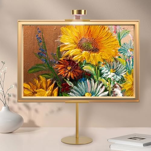 Adjustable Desktop Photo Frame Stand with Magnetic Wall Painting Light, Holds Picture Frames up to 30 Inch,with Rechargeable Battery,Metal Vertical Stand with 3 Color Temperature & 13RGB Poster Lights, for Displaying Picture Frames, Artworks (2 Packs, ... - Image 2