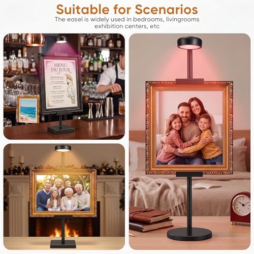 30'' Adjustable Tabletop Easel Stand with Rechargeable 13RGB Poster Light - Image 2