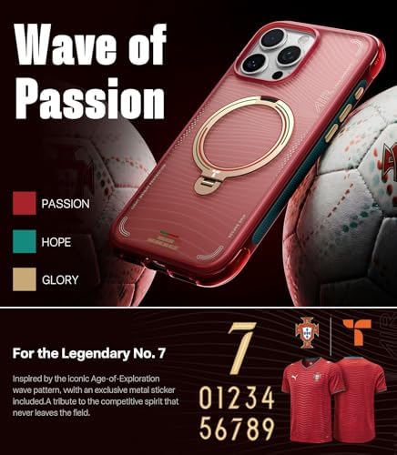 TORRAS World Cup Inspired, Official Portuguese Football Federation Limited Edition, Ostand Q3 Air for iPhone 16 Pro Max Case, 360 Magnetic Stand, Fit for MagSafe, Mil-Grade Drop Tested, Wave Passion - Image 3