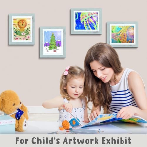 4 Pack 10x12.5 Front-Opening Kids Artwork Frames Changeable (Teal Blue) - Image 4