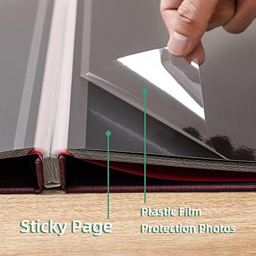Large Photo Album Self Adhesive 4x6 8x10 10x12 13"x12.6" Scrapbook Album 12.6"x11" Inch 60 Black Sticky Pages Linen Cover Magnetic Photo Album with A Metallic Pen and DIY Stickers(Purple) - Image 5