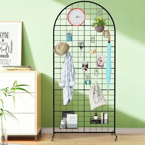 Aseem Metal Grid Wall Panels Display Stand Black Movable 2.6x5.8FT, 1PCS - Image 4