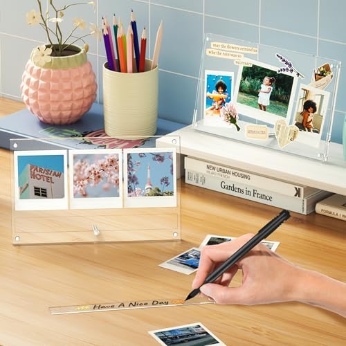 Instax Polaroid Photo Frame for Fujifilm Instax Mini/Square/Wide Films, Acrylic Magnetic Picture Frame with Message Panel, Desktop Photo Display Holder for 2x3 Photos, Gift for Family and Friends - Image 3