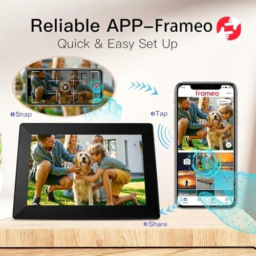 Digital Picture Frame, 10.1 Inch Frameo Digita Photo Frame WiFi, 1280x800 IPS HD Touch Screen 16GB Storage Space,Wall-Mounted,Auto-Rotate, Instantly Share Photos/Videos via App,Black - Image 6