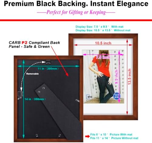 RPJC 11x14 Solid Wood Picture Frame Real Glass Cover Brown - Image 7