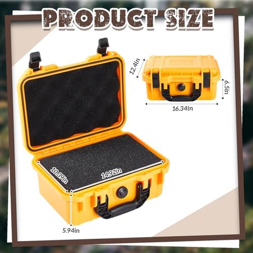 Relaxweex 16.3 x 12.4 x 6.5 Inch Hard Case, Grid Shell, Yellow - Image 2