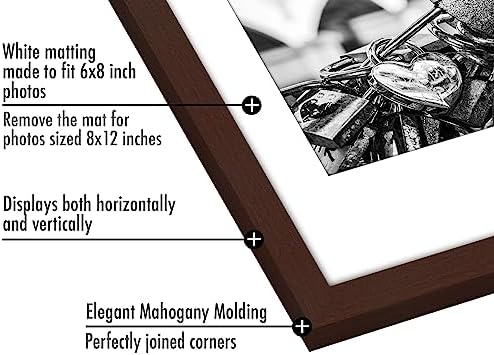 Americanflat 8x12 Picture Frame 5-Pack - Matted to 6x8 - Mahogany - Image 3