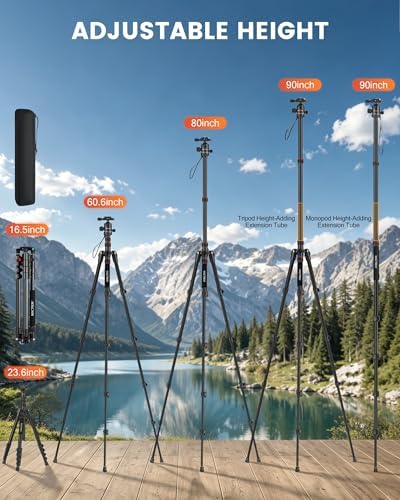 MACTREM 90in 2-in-1 Camera Tripod Monopod Aluminum Heavy Duty Travel Tripod - Image 2