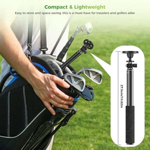 Golf Selfie Stick Tripod & Ground Spike to Record Swing, Phone Mount Golf Spike& Tripod, Strong Magnetic Mount, 11.4–47in Adjustable Pole, 1/4" Thread, Portable& Compact, Durable Aluminum Design - Image 5