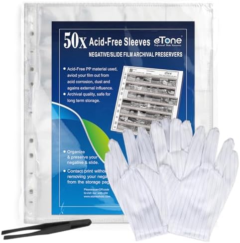 50x eTone Archival Storage Sheets 135 35mm Negative Page Preservers (50X135) 20 Separator Bags per Page. by eTone