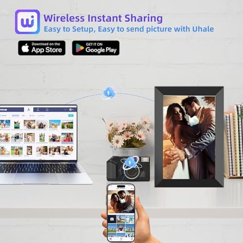 Uhale Digital Picture Frame WiFi 10.1 inch HD IPS Touch Screen Electronic Picture Frame Slideshow Smart Loop Digital Photo Frame with APP & SD Card Slot to Load Photos & Videos from Your Phone - Image 2