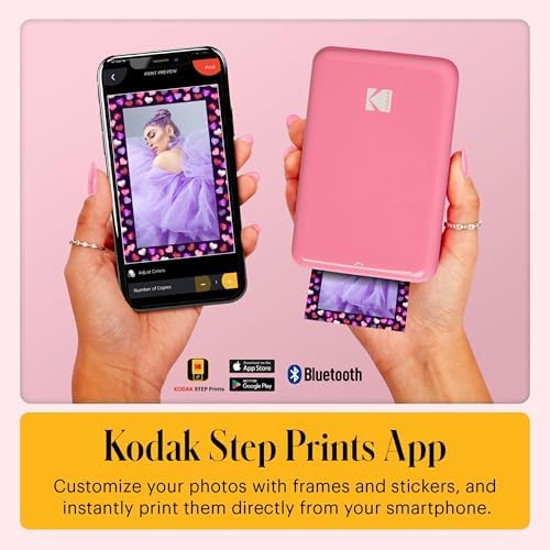 Kodak Step Instant Smartphone Photo Printer - 75 Sheets Bundle - Portable Mini Color Wireless Mobile Printer - Zink 2x3” Sticky-Back Photos - Bluetooth Compatible with Smart Devices - Fun App -Pink - Image 4