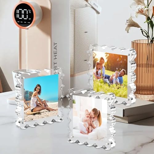 Chivalral 3 Pack 4x4 scalloped picture frame,acrylic Square Desktop Holders - Image 6