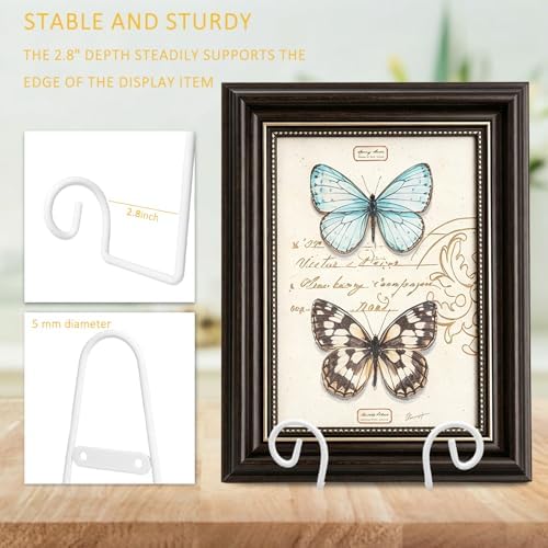 YY YEARCHY Metal Plate Stand Holder, Wall Hanging Display Rack, Sturdy Iron Easel for Displaying Plates (6-12 Inch), Bowls, Platters, Art, Photos, Books(4, White, 5.7"x3.2"x2.8") - Image 5