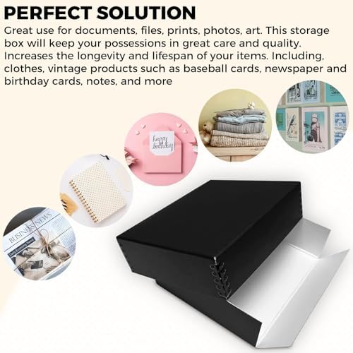 Golden State Art, Drop Front Archival Storage Box, 9.25"x11.75"x3"-Black - Image 6