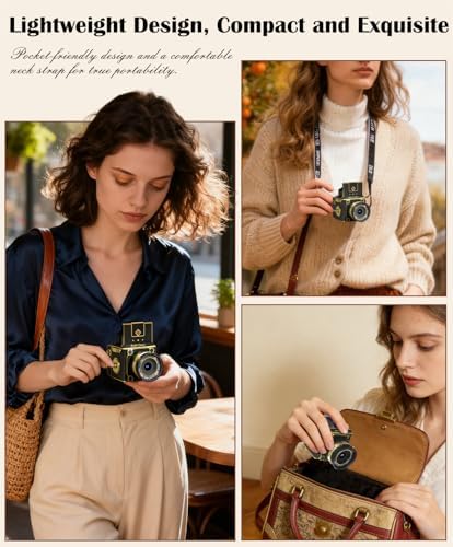 Vintage Digital Camera, 64MP 2.7K Retro Point and Shoot Camera with Autofocus, 2" IPS Waist-Level Screen & 16GB TF Card, 16X Zoom Compact Photography Camera for Beginners Kids Black - Image 6