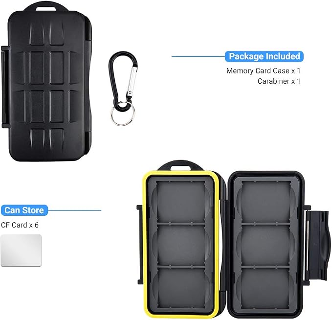 6 Slots CF Card Holder, CF Card Case, Professional Water-Resistant Anti-Shock CF Card Protector Storage for Canon 400D 350D 50D 40D 30D 7D Mark II 7D 5DS R 5D Mark IV III II 1D Mark II Nikon D810 D800 - Image 7
