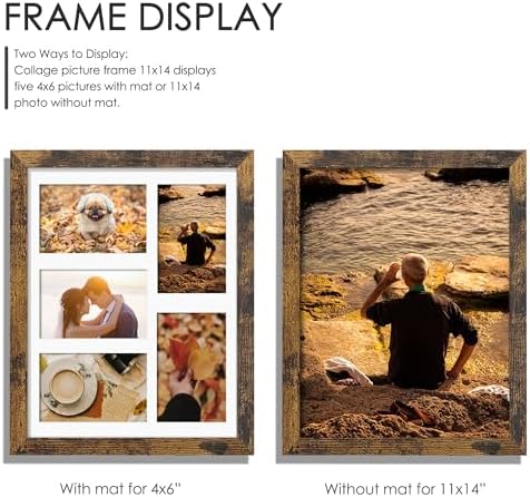 DUENPY 11x14 Collage Frame For 5 4x6 Photos Brown - Image 4