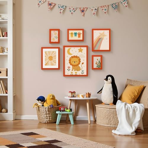Vittanly 5x7 Picture Frame Made of Solid Wood for Wall or Tabletop, Orange - Image 5