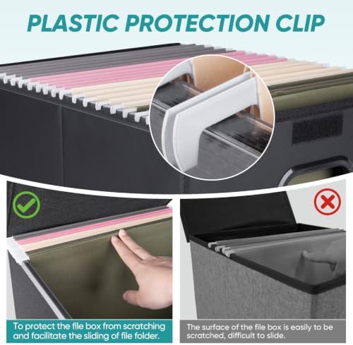 BALEINE File Organizer Box with Lid, Collapsible Hanging File Storage Box - Image 4