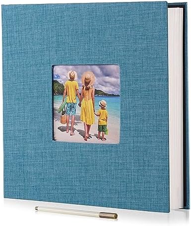 HoneyTolly Large Photo Album Self Adhesive, DIY Scrapbook Album for 4x6 8x10 10x12 Pictures, 60 Pages Linen Cover Memory Book, Ideal Gift for Family Wedding Baby Christmas Anniversary(Sky Blue) by HoneyTolly