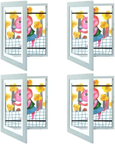 4 Pack 10x12.5 Front-Opening Kids Artwork Frames Changeable (Teal Blue) by GoldenStateArt