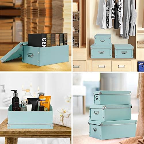 SEEKIND Foldable Storage Box with Lids and Handles Decorative, 3 in 1 Set, Multiple Size Plastic Box for Clothes, Cosmetic, Books … - Image 3