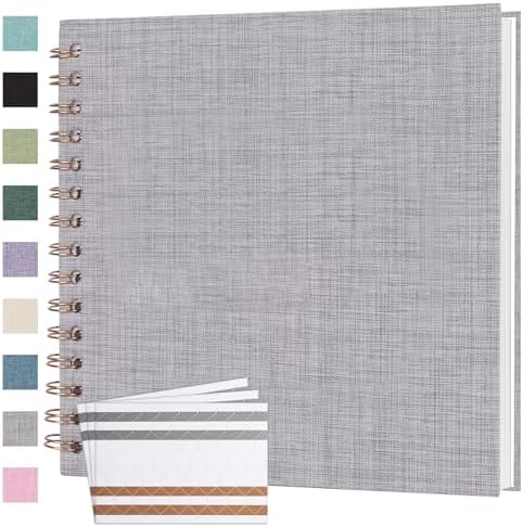 Scrapbook Photo Album 8x8 Inches 40 Pages Linen Cover Grey by Bonyomor