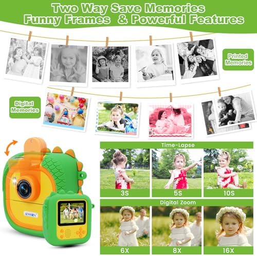 ARNSSIEN Kids Instant Print Camera for Toddlers 1080P 2.4in+180° Flip Lens - Image 3