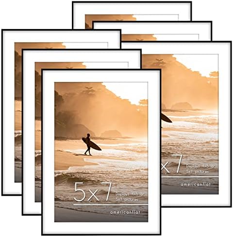 Americanflat 5x7 Picture Frame 6-Pack - Matted to 4x6 - Black by Americanflat