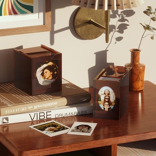WINKINE Acrylic SQUARE Polaroid Frame & Photo Storage Box for Fujifilm Instax SQUARE SQ40/SQ1 Films, 3.39''x2.83'' Film Frame, Vintage Box with Sliding Lid, Amber, 1 Pack - Image 4