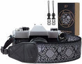 Padwa Lifestyle Camera Strap - 2" Retro Jacquard Embroidery Flower Camera Straps for Photographers,Adjustable Wide Camera Neck/Shoulder Strap with Genuine Leather Head for All DSLR/SLR Digital Cameras by PadwaLifestyleCameraStrap