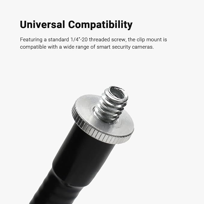 Indoor Outdoor Security Camera Flexible Clip Mount, Black, 2-Pack | Universal 1/4"-20 threaded clamp bracket, fits Ring/Blink/Wyze/Arlo and more, 15cm adjustable gooseneck arm - Image 5