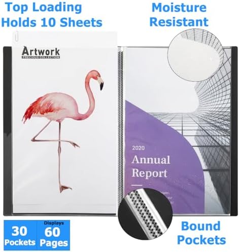 Sooez Heavy Duty Binder with Plastic Sleeves 18"x24", Portfolio Folder - Image 5