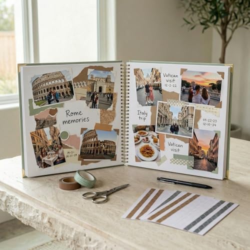 Beautiful Linen Scrapbook Photo Album 10"x10" - 40-Page Blank Guest Book - Image 2