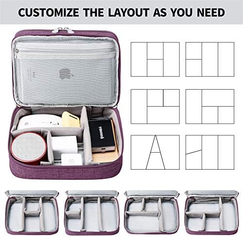 Lanola Travel Cable Organizer Bag, Electronic Accessories Case Portable Double Layer Cable Storage Bag for Cord, Charger, Flash Drive, Phone, SD Card,Personal Items - (Purple) - Image 4