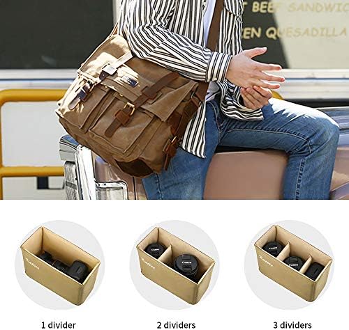 Kattee Vintage Leather Canvas DSLR SLR Camera Bags for Men - Image 5