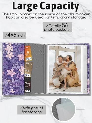 Photo Album 4x6, 56 Pockets Small Picture Book Kawaii White Cat - Image 4