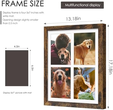 DUENPY 12x16 Collage Frame For 4 5x7 Photos Brown - Image 2