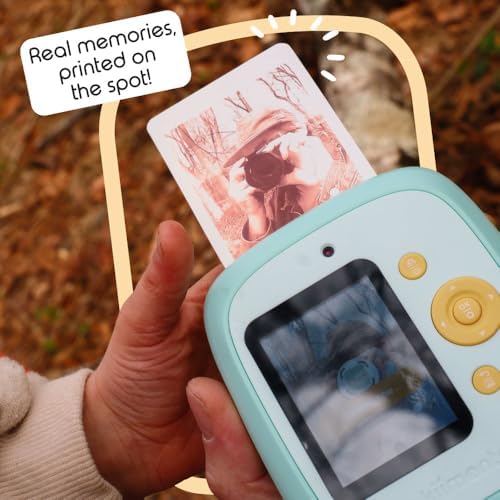 kiimento Instant Print Digital Camera, Ink-Free Thermal Printing with 4 Color-Themed Paper Options, 2.4” HD Screen, Selfie Lens, 48MP Photo, 1080p Video, 32GB Memory Card – Model P2 (Mint) - Image 7