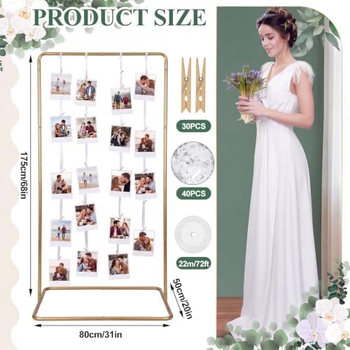 Colingmill 69" Gold Picture Display Stand Metal Rectangle with Clips - Image 2
