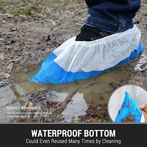 Heavy Duty Shoe Covers Disposable Non Slip Waterproof, 50 Pack, Double Layer Bottom, Extra Heavy Duty Durable Booties, One Size Fits Most - Image 4