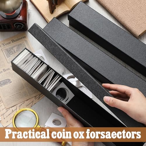 Teling 8 Pcs 2x2 Coin Storage Collectors Box, 15 x 2 x 2 Inches, Black - Image 6