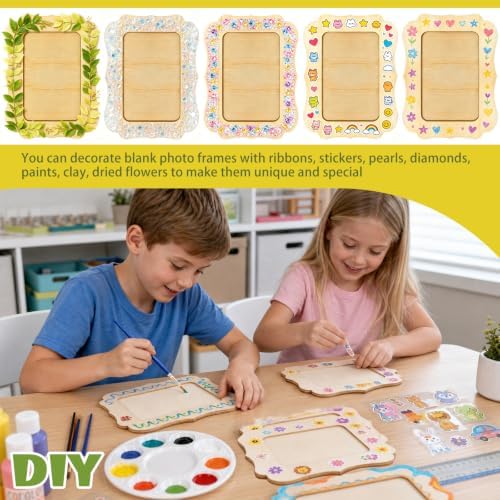 VOKOY 50 Pack DIY Wooden Picture Frames for Crafts,Vintage Wave Shape - Image 5