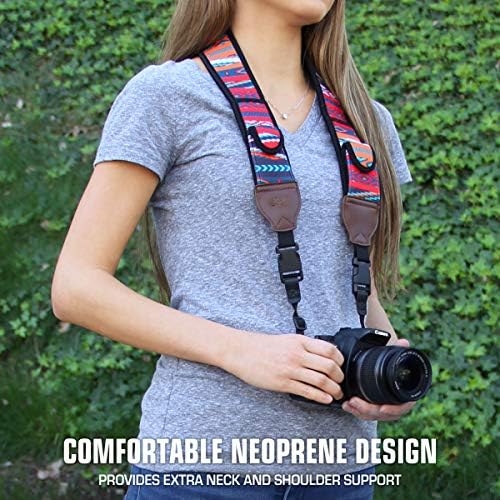 USA Gear TrueSHOT Camera Strap Neoprene Camera Straps - Padded Neck Strap, Pockets, and Quick Release Buckles - Compatible with Canon, Nikon, Sony and More DSLR and Mirrorless Cameras (Southwest) - Image 2