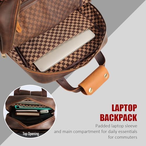 STAR VISTA Bernini Vintage Full Grain Leather Camera Backpack for DSLR/SLR, Camera Case for Photographers, with Tripod Holder, Fits 15.6" Laptop, Casual Outdoor Rucksack, YKK Zippers - Image 4