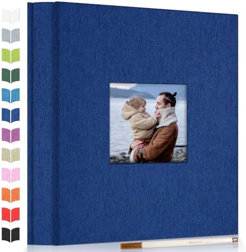 Artfeel Photo Album Self Adhesive Scrapbook Album for 3x5 4x6 5x7 8x10 Pictures, 60 Pages Linen Cover with Display Window DIY Photo Book,Ideal Gifts for Family Travel Wedding Baby by Artfeel